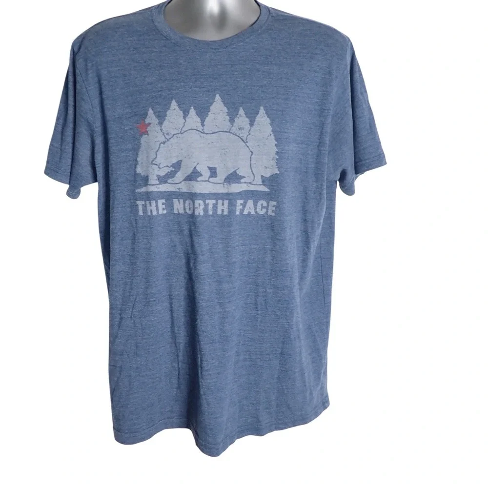 The North Face Mens California Bear Graphic T-Shirt Blue Slim Fit XL Gorpcore